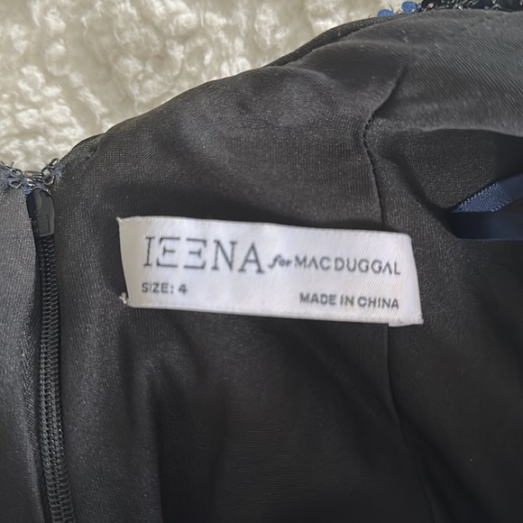 Beautiful formal gown with navy blue sequins, low-cut scooped back& short train. - Picture 5 of 6